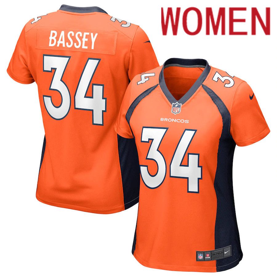 Women Denver Broncos #34 Essang Bassey Nike Orange Game NFL Jersey